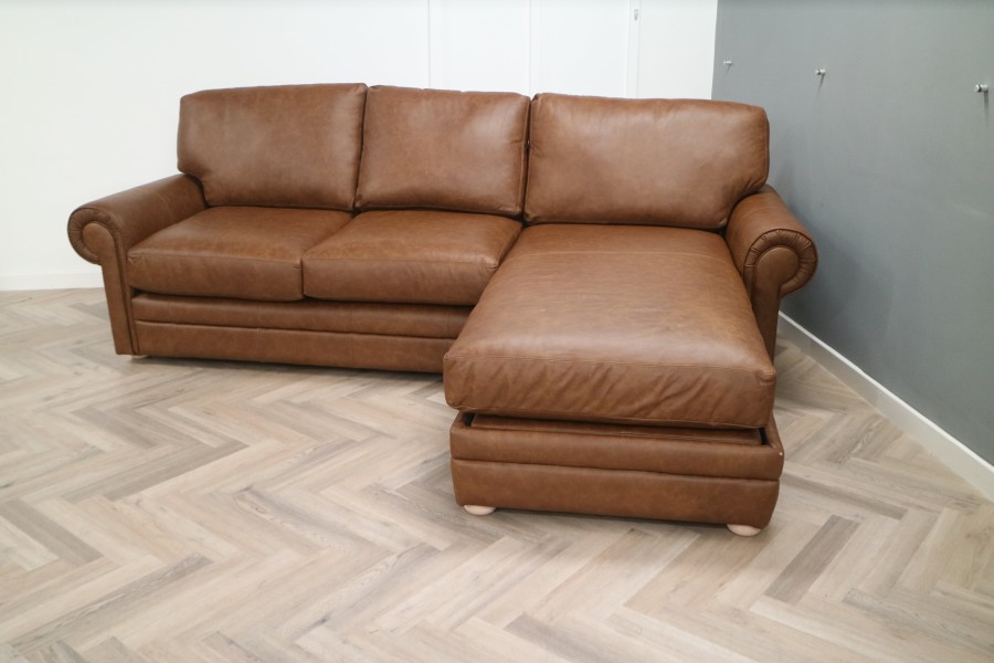 Portland Leather Corner Storage Chaise - 2.5 x Chaise Sofa - Dune Tan
