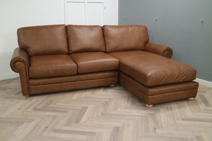 Portland Leather Corner Storage Chaise - 2.5 x Chaise Sofa - Dune Tan