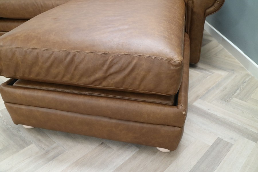 Portland Leather Corner Storage Chaise - 2.5 x Chaise Sofa - Dune Tan