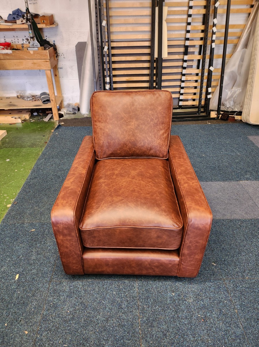 Drake Leather Sofa Suite - 3 Seater + Chair - Dune Hazel