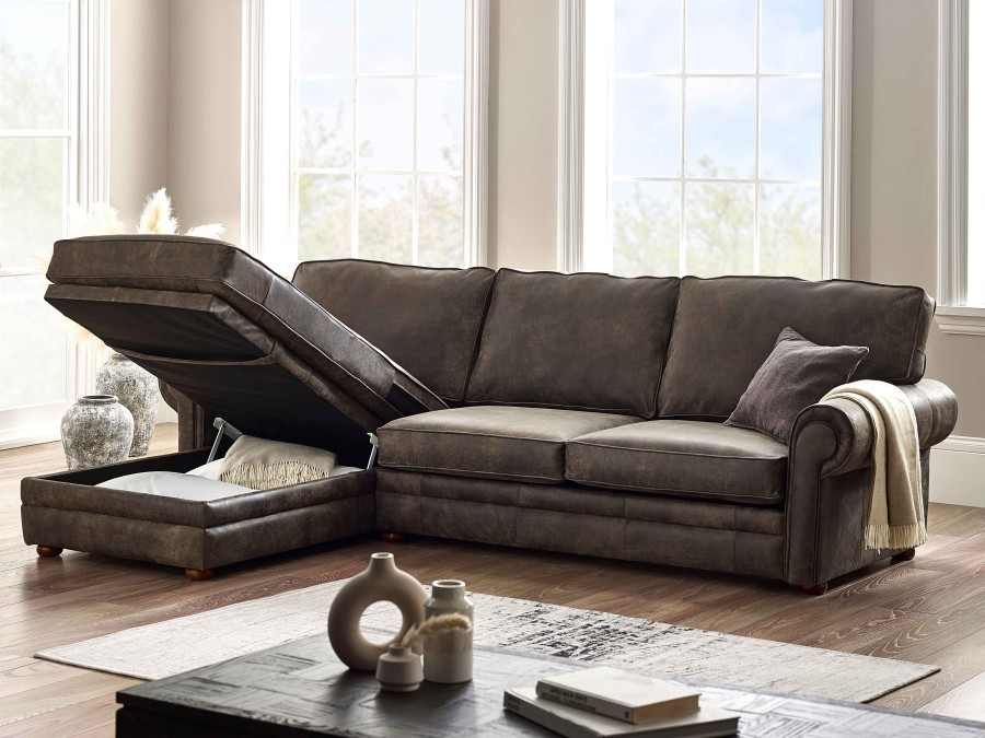 Portland Chaise Storage Sofa Bed - 3sb x LHF Chaise - Tribe Wood