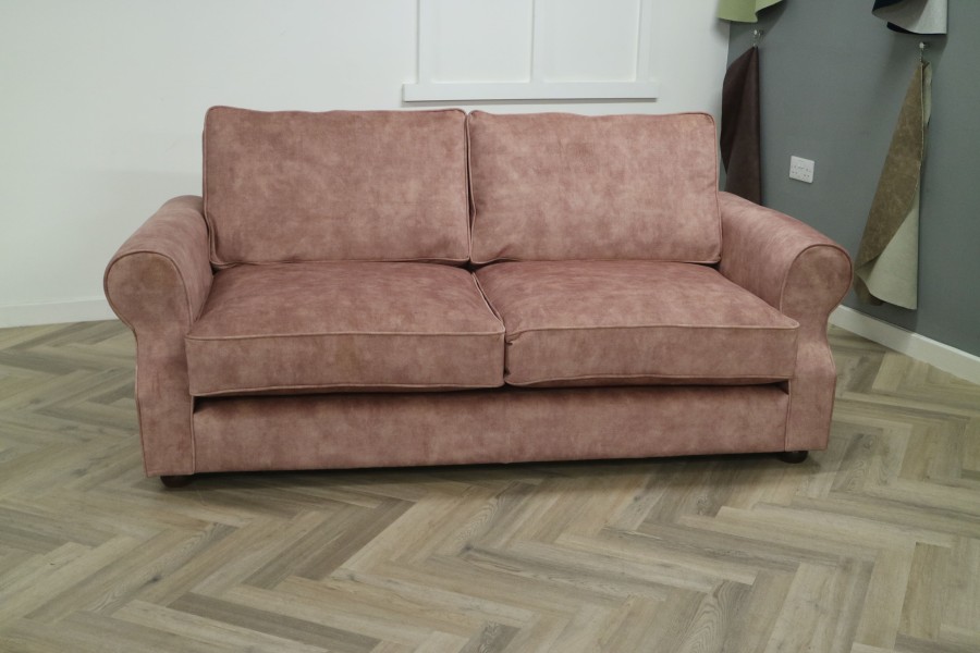 Churchill Traditional Fabric Sofa - 3 Seater - Lovely Terracotta