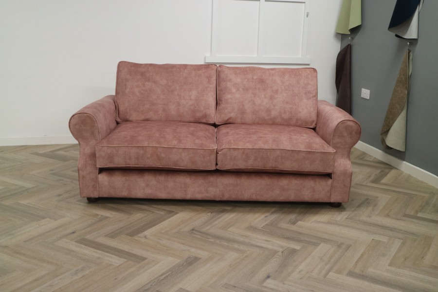 Churchill Traditional Fabric Sofa - 3 Seater - Lovely Terracotta