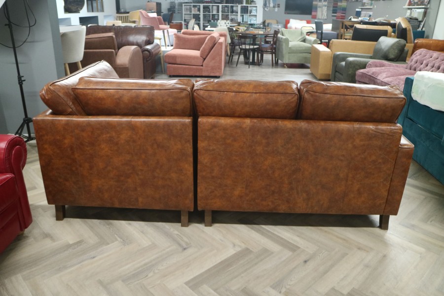 Drake Leather Chaise Sofa - 2 x RHF Chaise - Tradition Cognac