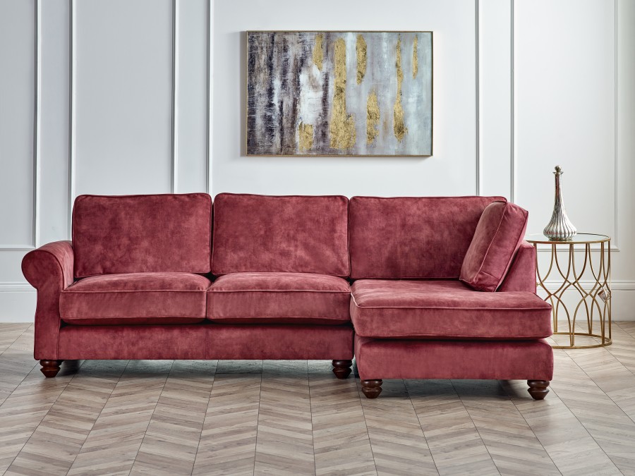 Churchill Fabric Chaise Sofa - 3str x Chaise rhf - Lovely Madder