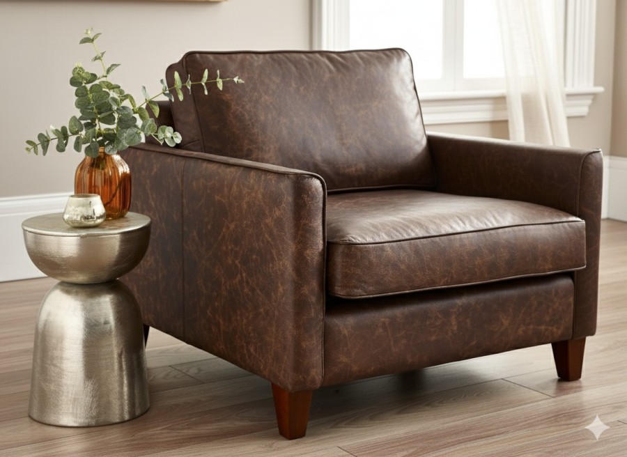Columbus Small Leather Sofa - 1.5 Seater - Mistral Whisky