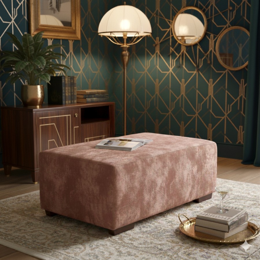 Macy Large Fabric Footstool - Lovely Terracotta