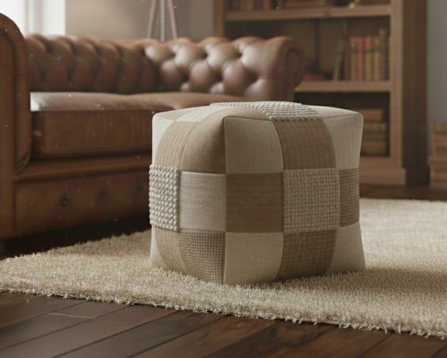 Fabric Patchwork Cube Stool - 54 Panel