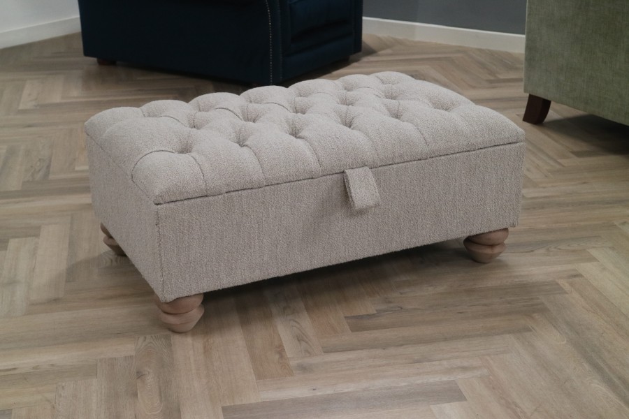St Edmund Fabric Footstool - Everest Natural