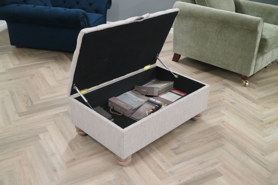 St Edmund Fabric Footstool - Everest Natural