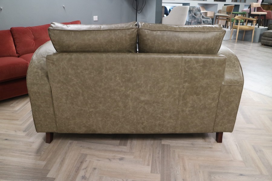 Art Deco Leather Sofa - 2.5 Seater - Dune Stone