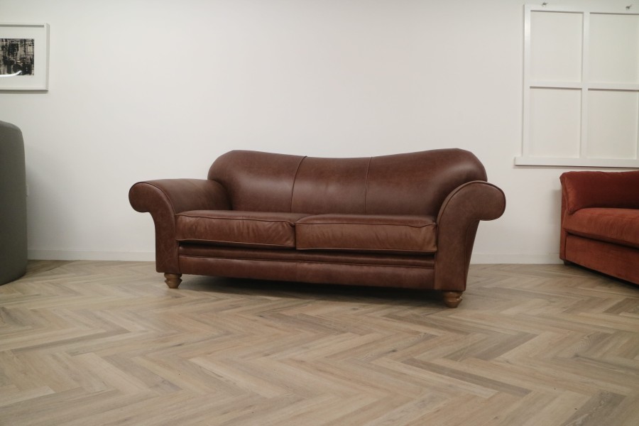 St Charles Leather Sofa - 3 Seater - Crystal Hazel