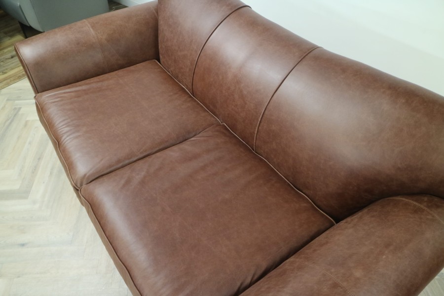 St Charles Leather Sofa - 3 Seater - Crystal Hazel