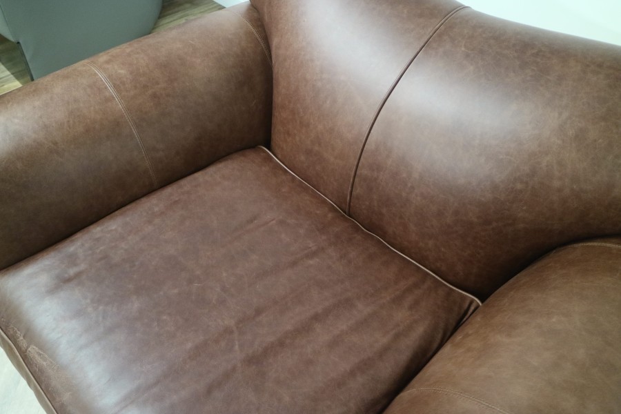 St Charles Leather Sofa - 1.5 Seater - Crystal Hazel