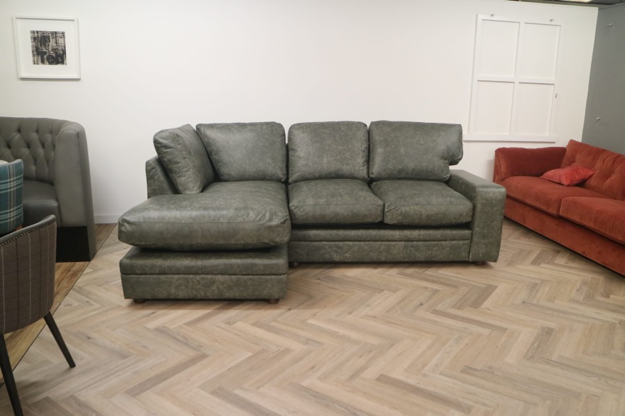 Abbey Leather Chaise Sofa Bed - 2.5SB x LHF Chaise - Dune Grey