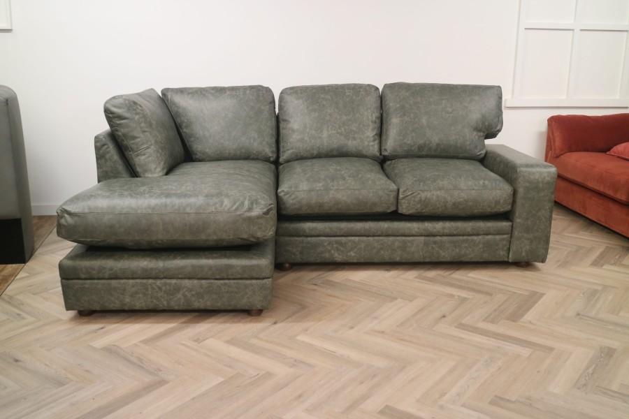 Abbey Leather Chaise Sofa Bed - 2.5SB x LHF Chaise - Dune Grey