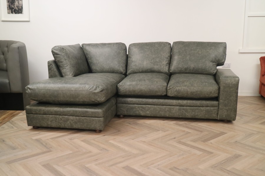 Abbey Leather Chaise Sofa Bed - 2.5SB x LHF Chaise - Dune Grey