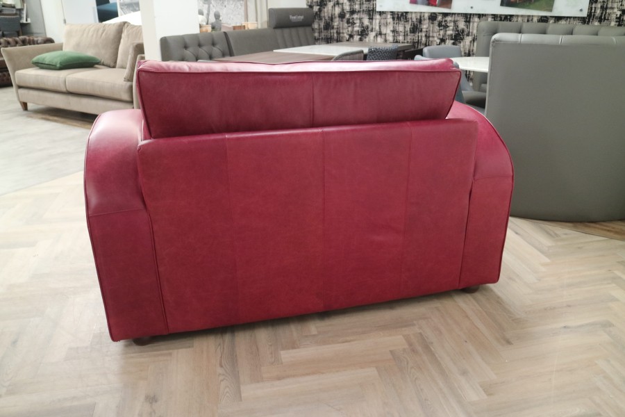 Art Deco Leather Sofa - Loveseat - Crystal Burgundy
