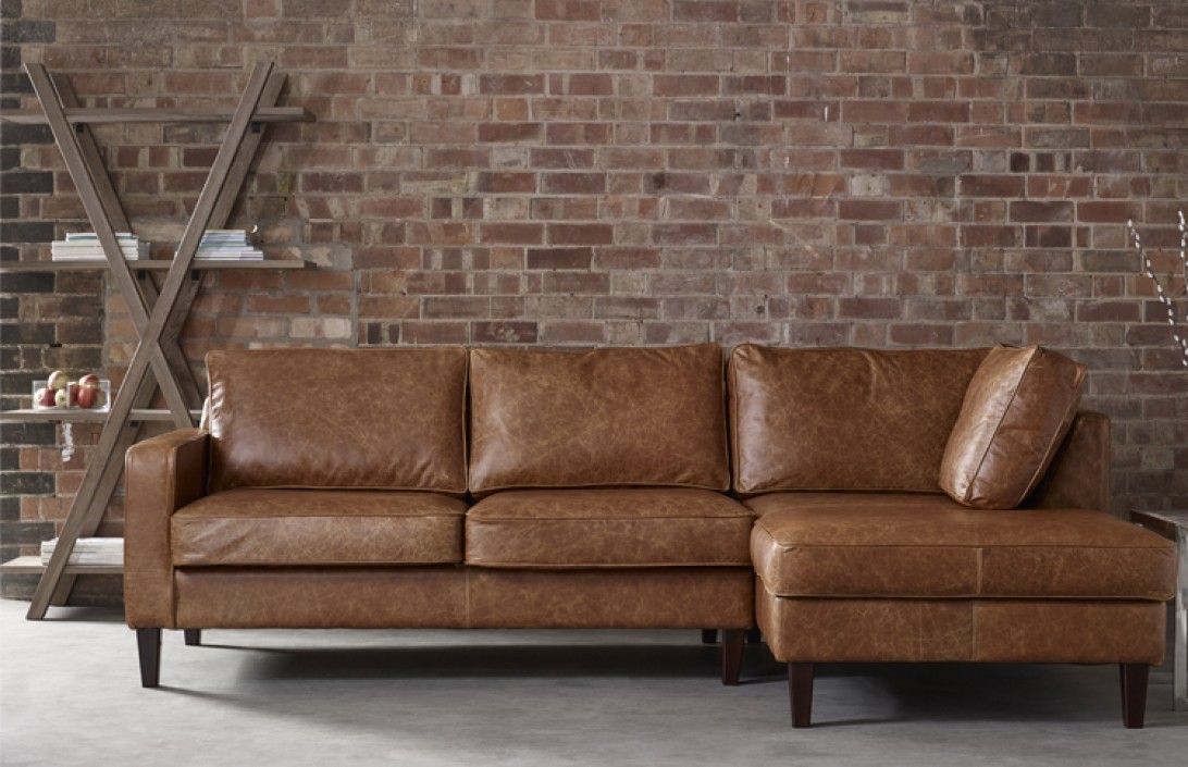 Drake Leather Chaise Sofa, Tan Leather Chaise Lounge
