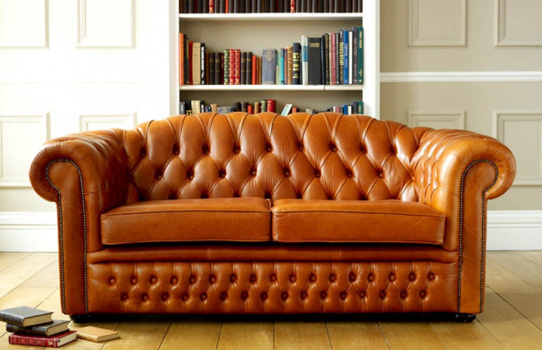 Top grain hot sale leather chesterfield sofa