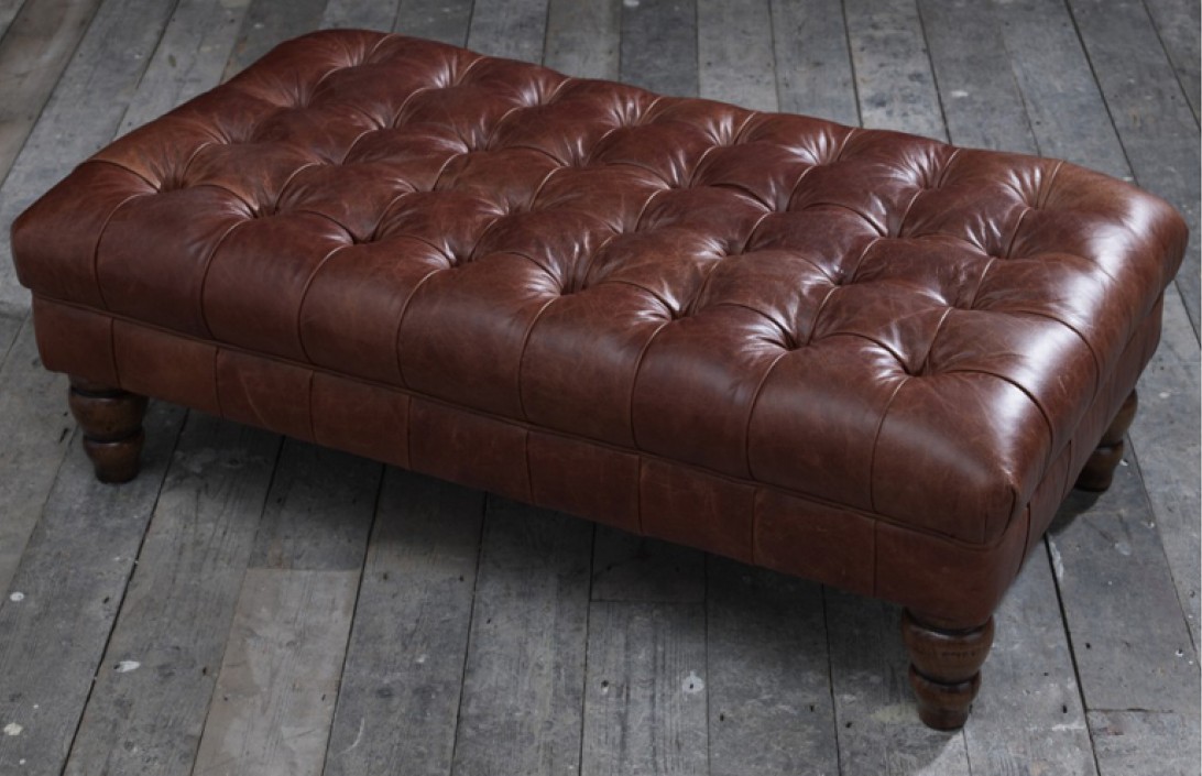 Vintage leather footstool sale