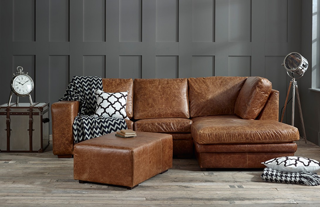 Abbey Leather Chaise English Sofa Co, Distressed Leather Corner Sofa Uk