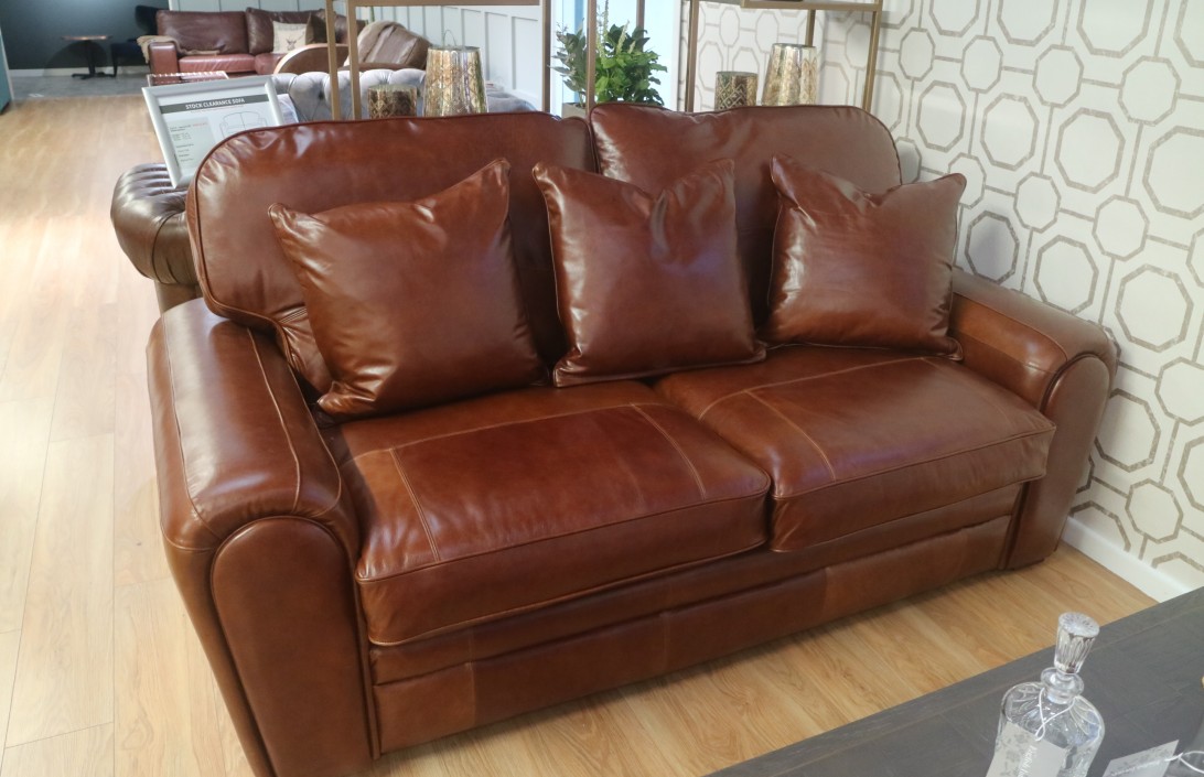 The English Sofa Company Chicago Leather Sofa 3 Seater Oliato Oak