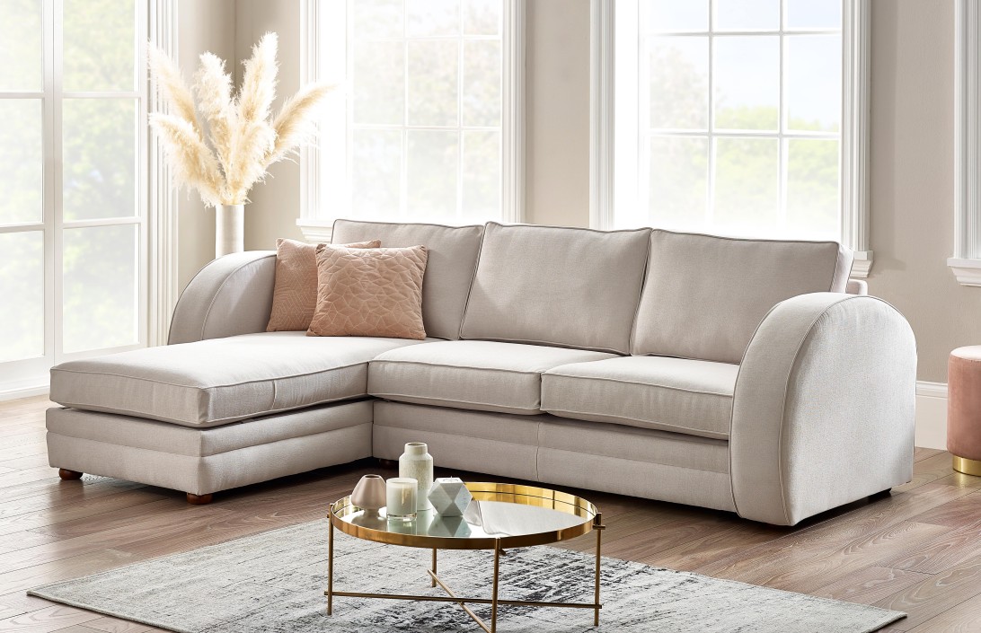 2.5 x Chaise Corner Sofa Art Deco Contemporary Chaise Sofa Fabric