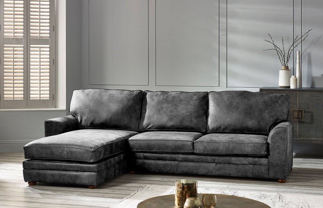 3.5 x Chaise Sofa Liberty Leather Chaise Sofa Left Hand Facing The English Sofa Company