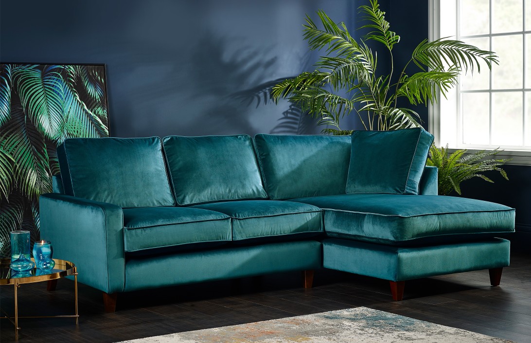 Teal sofa outlet with chaise