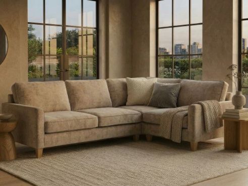 Columbus Narrow Arm Fabric Corner Sofa