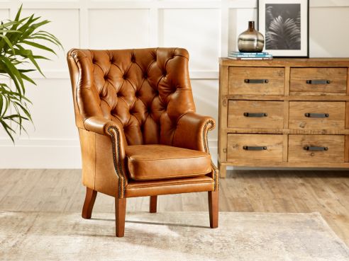 Dunham Leather Chesterfield Armchair