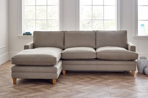 Everest Fabric Chaise Sofa Bed - 3 SB x Chaise - Alpaka Llama
