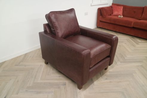 Drake Leather Sofa - Chair - Crystal Red Brown