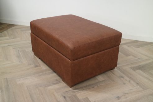 Macy Ottoman Leather Footstool - Apache Tan