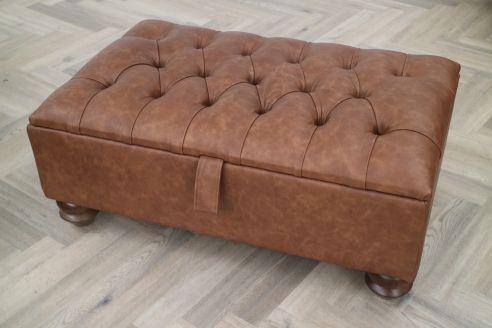 St Edmund Leather Footstool - Apache Tan