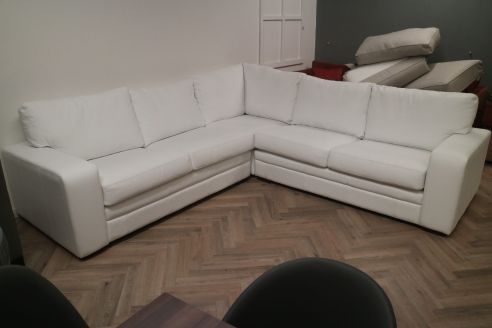 Abbey Leather Corner Sofa - 3 x 3 Corner - Florence White