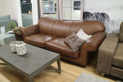 St David Leather Sofa - 3.5 Seater - Dune Hazel