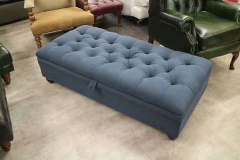 Harris Fabric Footstool - Downham Indigo