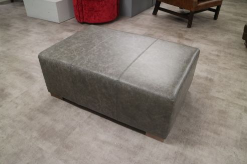 Macy Large Leather Footstool - Dune Grey