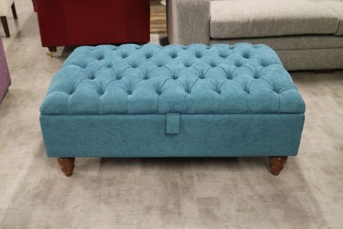 Mandley Ottoman Fabric Footstool - Finesse Teal
