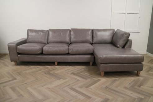 Wellington Leather Chaise Sofa - 4 x Chaise - Old English Lead