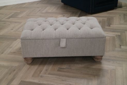 St Edmund Fabric Footstool - Everest Natural