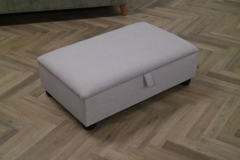 Rydal Ottoman Fabric Footstool - Light Grey Linen