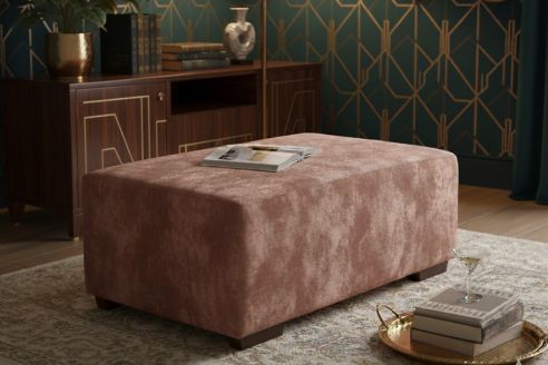 Macy Large Fabric Footstool - Lovely Terracotta