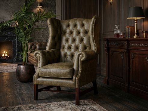 Manchester Leather High Wingback Chair