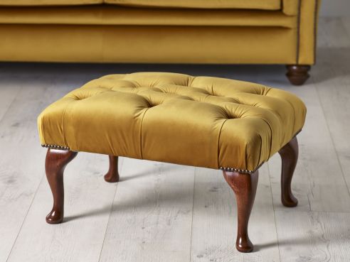 Queen Anne Fabric Handmade Footstool