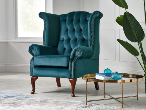 Scroll Wing Fabric Chair