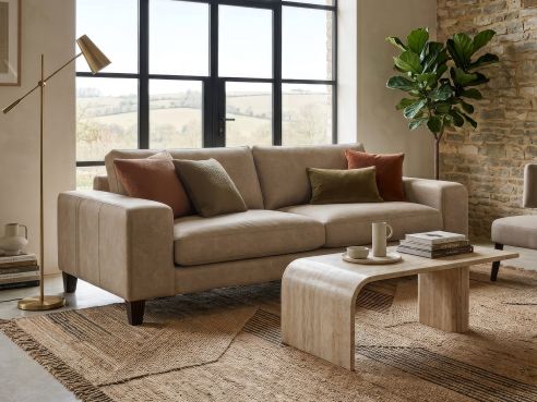 Wellington Wide Arm Leather Sofa